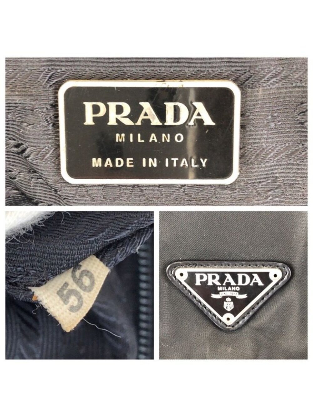 Prada Tessuto Black Silver Nylon Leather Backpack - Picture 4 of 9